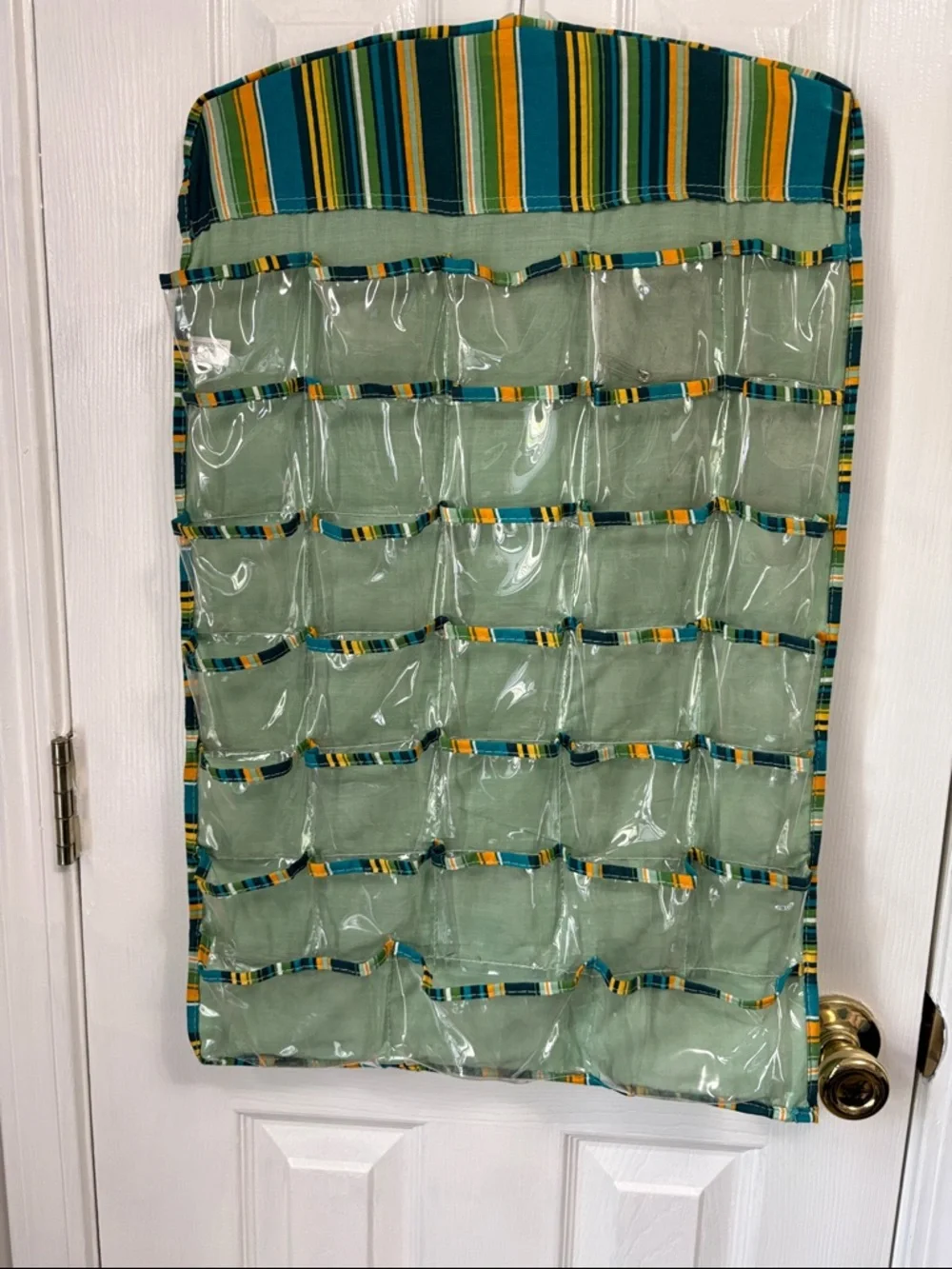 Green Striped 66-Pocket Hanging Jewelry Organizer